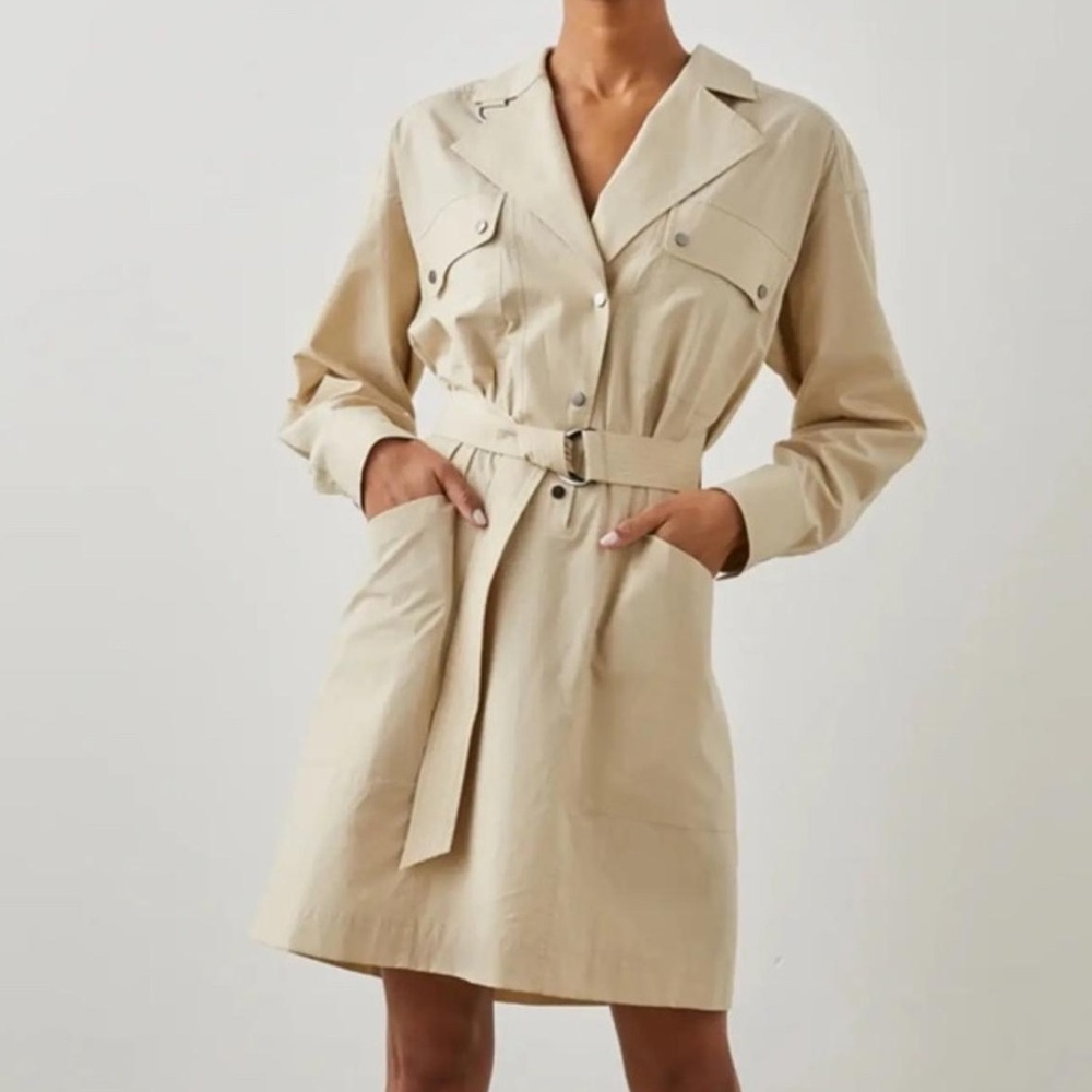 Rails Midi Trench Belted Shirt Dress in Tidal Foam (Cream)
